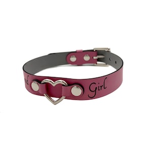 Good Girl Heart Collar, Vegan Leather Choker, Custom Collar image 7