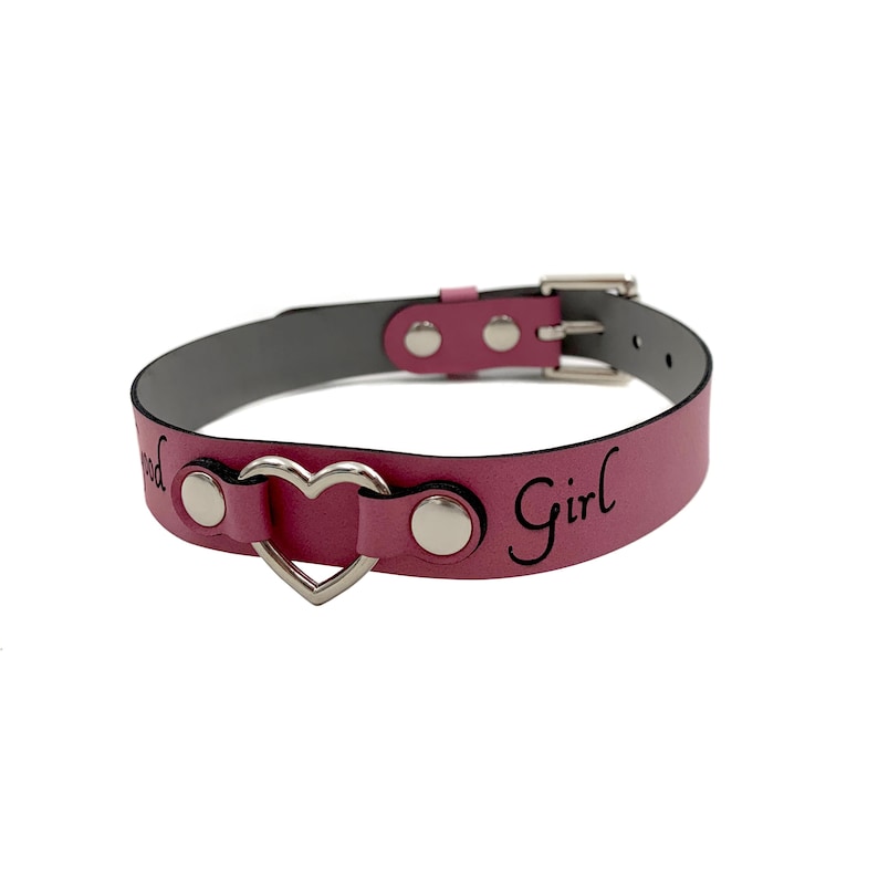 Good Girl Heart Collar, Vegan Leather Choker, Custom Collar image 7
