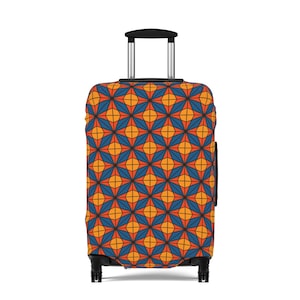 Luggage Cover in African Print Orange/Blue