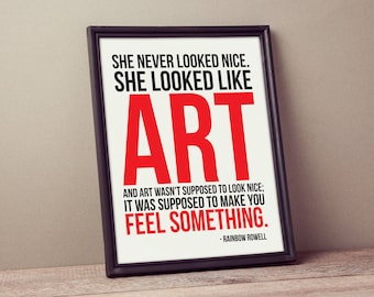 Printable Art "She Looked Like Art" Poster Print Typography Motivational Inspirational Quote Modern Decor