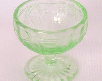 Footed Salt Dip Cameo or Ballerina Pattern in Green