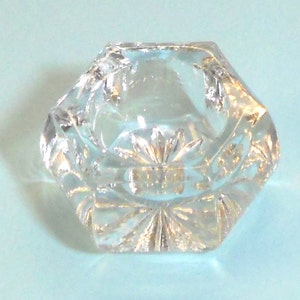 Vintage Pressed Glass Salt Cellar 6 Sided Hexagon Style in Crystal