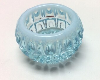 Salt Cellar Thumbprint Design in Aqua Blue Opalescent