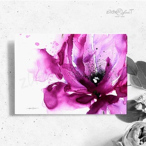 Postkarte  BLUMENmotiv - Blumenpostkarte - abstrakte Aquarellblüte  - Tuschezeichnung -  Blumenbild Kunstpostkarte - wähle aus 25 BLUMEN