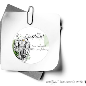 Adressaufkleber personalisiert ELEFANT - Aquarell - Aufkleber - Adressetiketten - rund -  Sticker - Motivauswahl 35mm/ 40mm / 50mm / 60mm