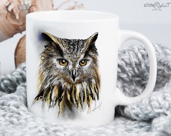 Mug, coffee mug, ceramic mug - Owl, owl - personalized - office mug with animal motif, owl mug, gift idea for colleagues, girlfriend
