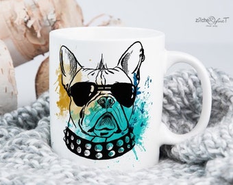 Kaffeetasse - coffeemug - Tasse French Bulldog - Kaffeebecher Kunstdruck - opt. personalisiert - can be personalised - art mug - Hund  Dog