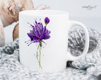 Kaffeetasse - Kaffeebecher - BLUMENAQUARELL Lilie Hope - bedruckte Tasse  - optional als personalisierte Tasse - personalisiertes Geschenk