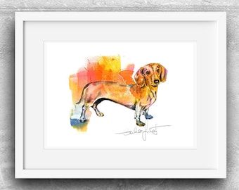 Dachshund Print - Nursery print - Wall art  - Nursery decor  - Animal Print from my painting as walldecor - Dachshund gift for Dog Lovers