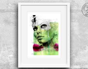 Poster - Print -  Portrait abstrakt - Fine Art Print - Kunstdruck - Wandbild -  limitiert  - Bild - Gesicht nach Original von zAcheR-fineT