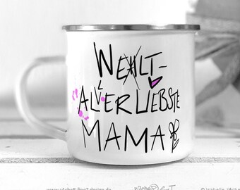 Enamel Mug MAMA - Enamel Mug Dearest MAMA - Mother's Day and Birthday Gift - Camping Mug - Personalized Mug (opt)