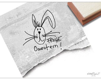 Stamp Easter stamp FROHE OSTERN handwritten with bunny-font stamp for Easter, cards, gift tags, gift, Easter decorations