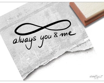 Stamp text stamp always you & me with Infinity font stamp for love and friendship, Valentine's Day, wedding, cards, invitation, Deco