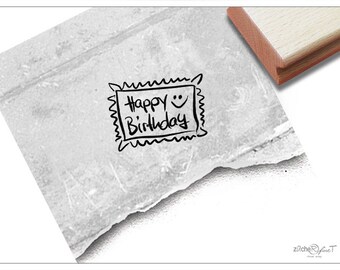 Stamp text stamp font-Happy Birthday