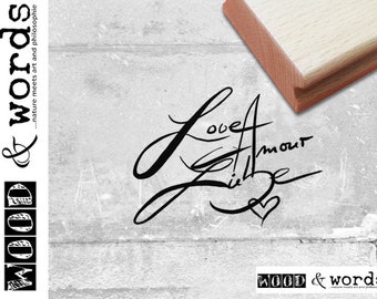 Stamp text stamp Love amour love-font stamp for Valentine's Day cards, napkins, guest gifts-Wedding Invitation