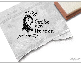 Stamp Text Stamps GREE OF HERZEN with raven-font stamp with animal motif for personal messages, cards scrapbook gift crafts