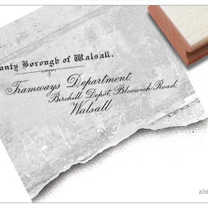 Stempel Textstempel Department mit alter englischer Adresse - Schriftstempel Vintage für Scrapbook und Artjournal, Kunst, Deko, Shabby chic