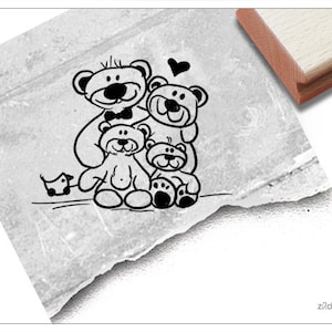 Stempel Tierstempel Bären-Familie II - Kinderstempel für Kita, Kinderzimmer, Schule, Einschulung, Geburtstag, Basteln, Geschenk für Kinder