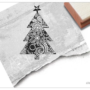 Stempel Weihnachststempel WEIHNACHTSBAUM mit Zentangle - Bildstempel zu Weihnachten, Karten, Geschenkanhänger, Geschenk, Weihnachtsdeko