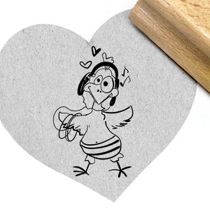 Stempel Huhn, Hühnchen mit  Kopfhörer - Tierstempel zu Ostern, Geschenk für Kinder, Karten und Geschenkanhänger, Basteln, Tischdeko