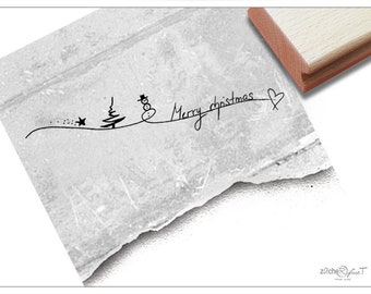 Stempel Weihnachtsstempel - Merry christmas, in Handschrift  - Textstempel zu Weihnachten, für Karten, Geschenkanhänger, Weihnachtsdeko