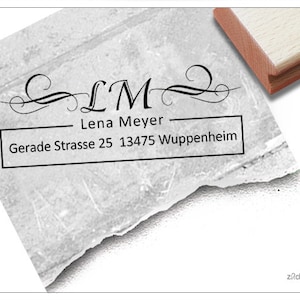 Sello de dirección personalizado MONOGRAMA I - sello de dirección, sello familiar, sello de madera o sello automático individualizado, regalo
