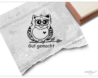 Stempel Lehrerstempel Eule III, Gut gemacht - Lob zur Motivation der Kinder, Belohnung, Belobigung, für Kita und Schule, Geschenk für Kinder