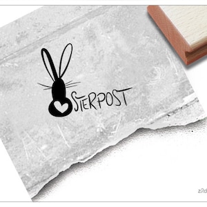 Timbre postal de Pâques avec lapin de Pâques - Timbre de Pâques, timbre texte pour Pâques, pour vœux de Pâques, cartes de Pâques et étiquettes cadeaux, décorations de Pâques, scrapbooking