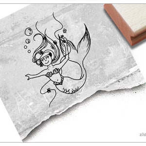 Tampon pour enfants SIRÈNE Sirène - tampon illustré pour crèche, chambre d'enfant et école, cadeau pour enfants, anniversaire, scolarisation, décoration