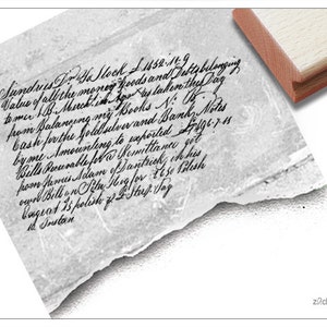 Stempel tekststempel Vintage Écriture VII met oud handschrift - schrijfstempel voor plakboek en kunsttijdschrift, kunst, decoratie, shabby chic stijl