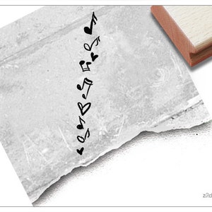 Timbro note musicali con cuore - timbro con motivo strumento musicale per cartoline, buoni, lavori manuali, decorazioni, album di ritagli, libri fotografici, diari d'arte, regali