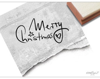 Stempel Weihnachtsstempel Merry Christmas - Textstempel zu Weihnachten, Weihnachtspost, Karten, Weihnachtsdeko, Tischdeko, x-mas, Scrapbook