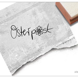 Timbre de Pâques avec fleur - Timbre de Pâques, Tampon de texte de Pâques pour vœux de Pâques, cartes et étiquettes cadeaux, décorations de Pâques, bricolage, scrapbooking