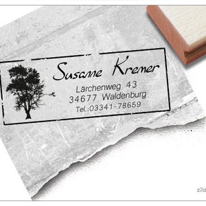 Address stamp personalized VINTAGE TREE address stamp, family stamp, wooden stamp or automatic stamp individualized, gift image 1