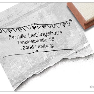 Timbro personalizzato con indirizzo, timbro a forma di catena, timbro di famiglia con ghirlanda, timbro con nome e indirizzo, timbro con indirizzo, timbro in legno o timbro automatico