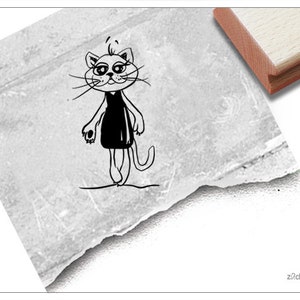 Stempel Katze - Tierstempel Cat für Kita, Kinderzimmer, Schule, Einschulung, Katzenstempel, Basteln und Deko, Geschenk für Kinder, Scrapbook