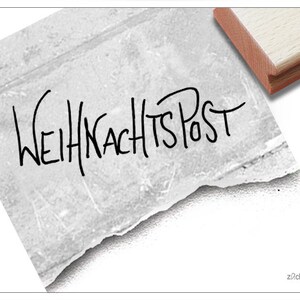 Stempel Kerststempel - KERSTPOST, handschrift - tekststempel voor Kerstmis, voor kaarten, cadeaukaartjes, cadeautjes, kerstversiering