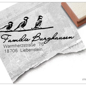 Adressstempel personalisiert VÖGEL Piepmätze I Adress Stempel, Familienstempel, Holzstempel o. Automatikstempel individualisiert, Geschenk Bild 1