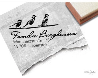Personalized address stamp BIRDS Birds I - Address stamp, family stamp, wooden stamp or self-inking stamp, individualized gift