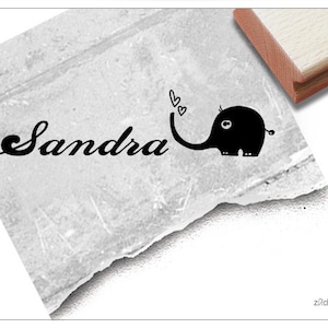 Timbro con nome individuale ELEFANTE, timbro per bambini personalizzato con nome, timbro in legno o timbro automatico, regalo per bambini