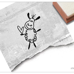 Stempel Tierstempel Schaf mit Herz - Kinderstempel für Kita, Kinderzimmer, Schule und Einschulung, Basteln und Deko, Geschenk für Kinder