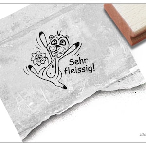 Stempel Lehrerstempel Erdmännchen, Sehr fleissig! - Stempel für Lehrer, Lob zur Motivation der Kinder, Belohnung, Belobigung, Schulstempel
