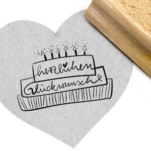 Tampon FÉLICITATIONS avec gâteau d'anniversaire et bougies allumées, - tampon d'écriture félicitations tampon motif d'anniversaire