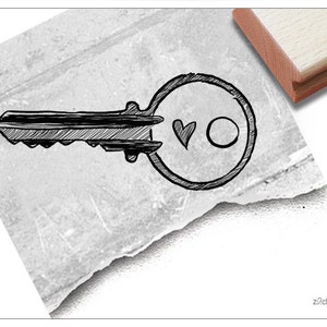 Stempelmotiefstempel KEY - afbeeldingsstempel voor felicitaties met verhuizing, kaarten, uitnodigingen, tafeldecoratie, plakboek, fotoboek, housewarming party