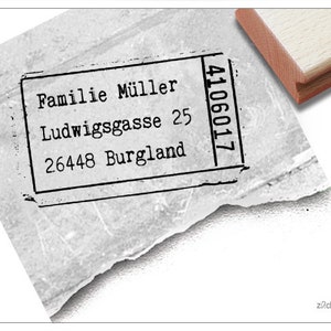 Adressstempel personalisiert LABEL TICKET I - Adress Stempel, Familienstempel, Holzstempel o. Automatikstempel individualisiert, Geschenk