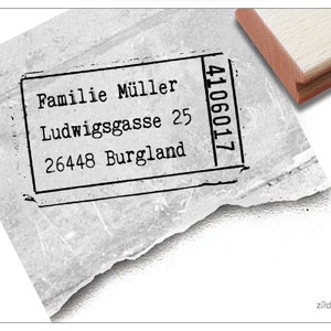 Adressstempel personalisiert LABEL TICKET I Adress Stempel, Familienstempel, Holzstempel o. Automatikstempel individualisiert, Geschenk image 1