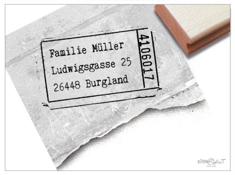 Adressstempel personalisiert LABEL TICKET I Adress Stempel, Familienstempel, Holzstempel o. Automatikstempel individualisiert, Geschenk image 1