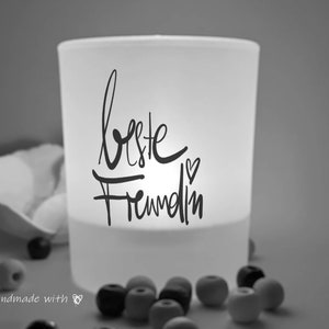 BESTE FREUNDIN Geschenk mit Herz und Spruch  | Teelichthalter Glas Kerzenglas mit Spruch  | Windlichtglas | Geschenkidee |  PERSONALISIERBAR
