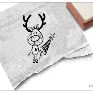 Timbro timbro natalizio renna con albero di Natale - timbro animale per Natale, decorazioni natalizie, artigianato, regalo per bambini, album di ritagli
