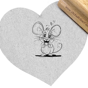 Stempel Fröhliche Maus - Tierstempel zum Ausmalen, Geschenk für Kinder, Karten und Geschenkanhänger, Basteln, Tischdeko